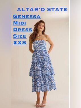 Altar’d State Genessa Midi Strapless Midi Dress